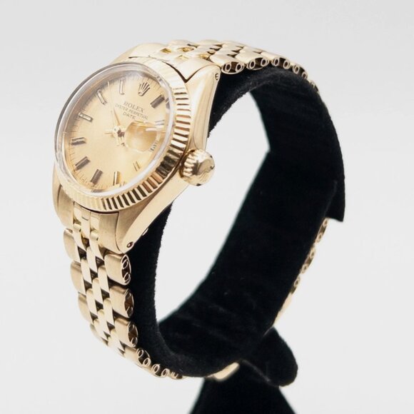 Rolex Date Champagne 18k Yellow Gold Watch Ladies main image 4
